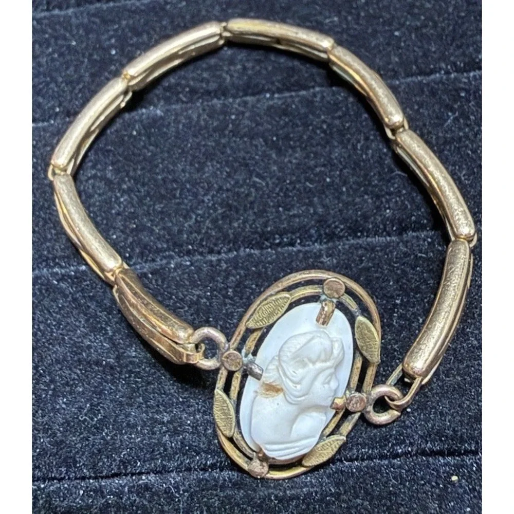 Antique Cameo 14K Gold Filled Expandable Bracelet BJM Co